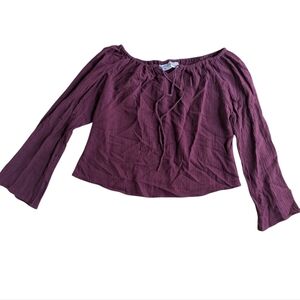 Kathy Ireland Purple Cotton Long Sleeve Shirt Medium Belle Fall Autumn Witchy